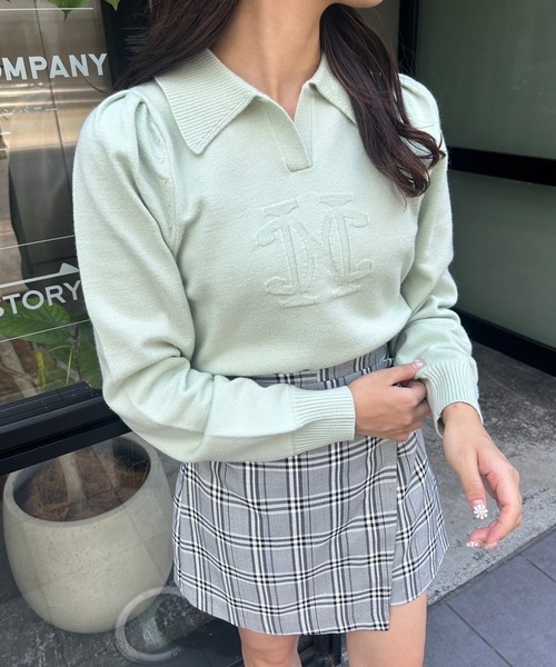 one after another NICE CLAUP(ワンアフターアナザーナイスクラップ)の「ロゴジャガードニットプルオーバー(ニット/セーター・レディース・ネイビー/ミント/アイボリー・FREE)」の3枚目の写真