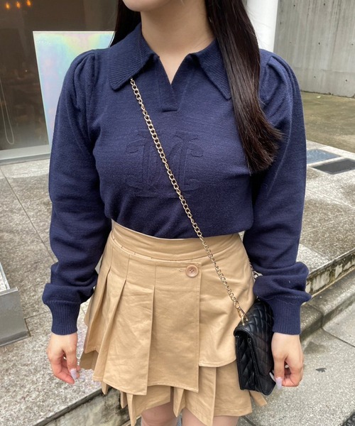 one after another NICE CLAUP(ワンアフターアナザーナイスクラップ)の「ロゴジャガードニットプルオーバー(ニット/セーター・レディース・ネイビー/ミント/アイボリー・FREE)」の10枚目の写真