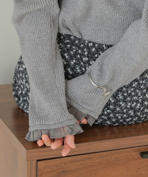 Bab（バブ）の「ボウタイリブニットプルオーバー（ニット/セーター・レディース・グレイッシュベージュ/チャコールグレー/オフホワイト・FREE）」の20枚目の写真