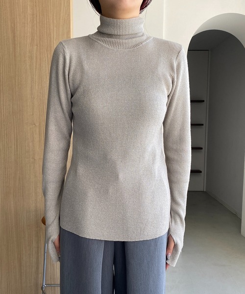 CAPRICIEUX LE'MAGE（カプリシューレマージュ）の「ハイネックリブプルオーバー（ニット/セーター・レディース・グレイッシュベージュ/ホワイト/アイボリー/ブラック・FREE）」の19枚目の写真