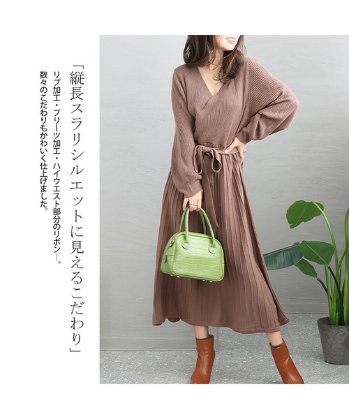 GOLDJAPAN(ゴールドジャパン)の「カシュクールニットワンピース(ワンピース・レディース・モカ/ネイビー系/ブラック・4L/3L/LL/5L)」の10枚目の写真