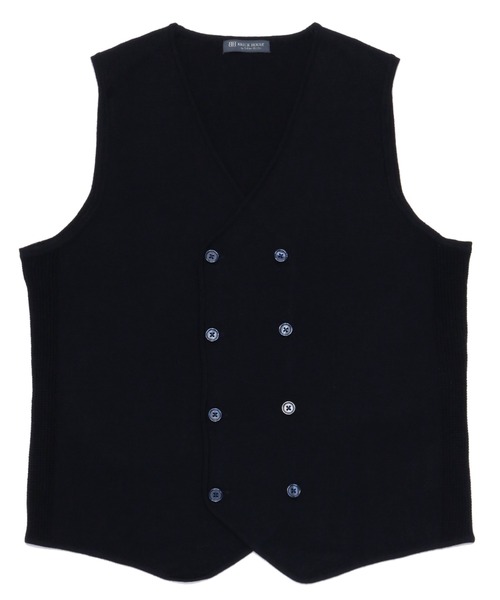 TOKYO SHIRTS（トウキョウシャツ）の「ミラノリブ編地切り替えダブル ニットジレ（ベスト・メンズ・ネイビー/チャコール・LL/XL/M/L）」の2枚目の写真