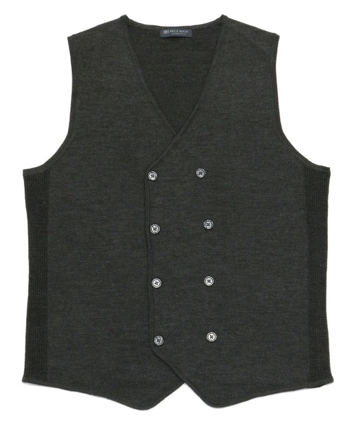 TOKYO SHIRTS（トウキョウシャツ）の「ミラノリブ編地切り替えダブル ニットジレ（ベスト・メンズ・ネイビー/チャコール・LL/XL/M/L）」の6枚目の写真