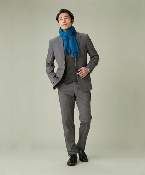 TOKYO SHIRTS（トウキョウシャツ）の「ミラノリブ編地切り替えダブル ニットジレ（ベスト・メンズ・ネイビー/チャコール・LL/XL/M/L）」の5枚目の写真