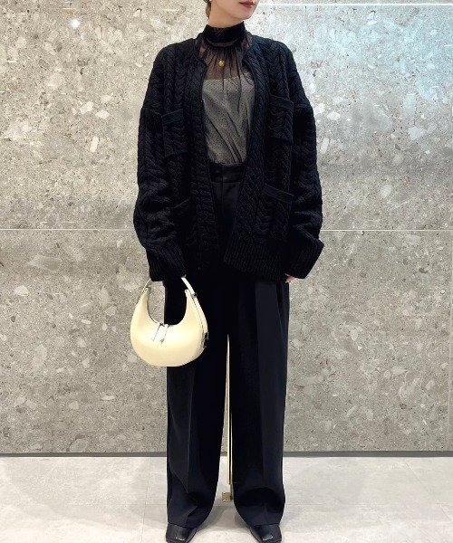 LE CIEL BLEU(ルシェルブルー)の「チャンキーケーブルカーディガン / Chunky Cable Cardigan(ニット/セーター・レディース・グレー/ネイビー/ブラック・36)」の21枚目の写真