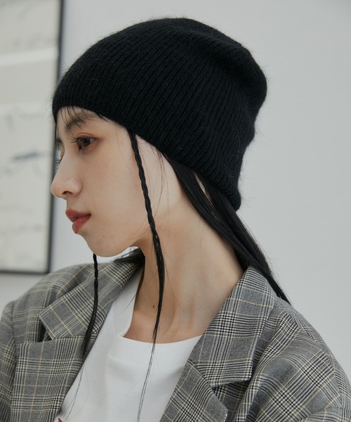 VIS（ビス）の「アンゴラ混ニットビーニー（ニットキャップ/ビーニー・レディース・キナリ/ブラック・FREE）」の2枚目の写真