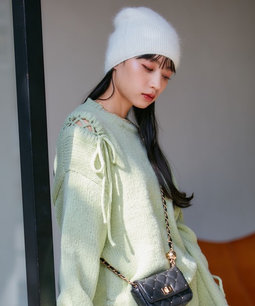 VIS（ビス）の「アンゴラ混ニットビーニー（ニットキャップ/ビーニー・レディース・キナリ/ブラック・FREE）」の17枚目の写真