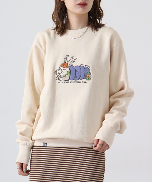 KRIFF MAYER(クリフメイヤー)の「Camp Rabbit Brushed Crewneck Sweatshirt / キャンプラビット 裏起毛クルーネックスウェット unisex(スウェット・メンズ・マルチ/グレー/チャコール/ナチュラル/ネイビー/ブラウン・L/M/XL)」の4枚目の写真
