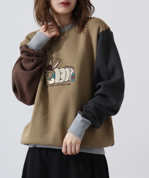 KRIFF MAYER(クリフメイヤー)の「Camp Rabbit Brushed Crewneck Sweatshirt / キャンプラビット 裏起毛クルーネックスウェット unisex(スウェット・メンズ・マルチ/グレー/チャコール/ナチュラル/ネイビー/ブラウン・L/M/XL)」の6枚目の写真