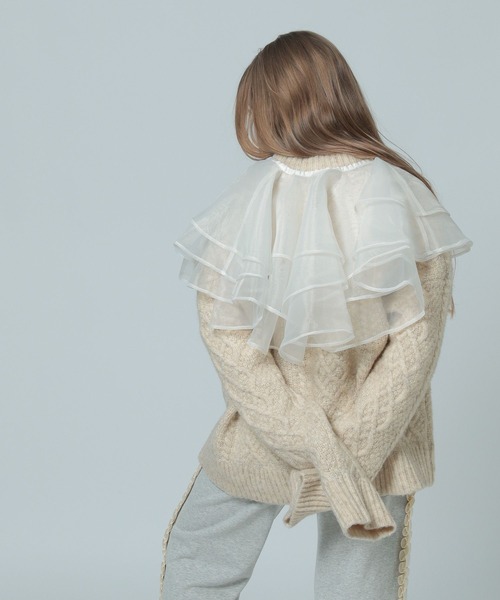 LOWRYS FARM（ローリーズファーム）の「オーガンジーＢＩＧカラー　 993159（付け襟・キッズ・ブラック/ホワイト・FREE）」の14枚目の写真