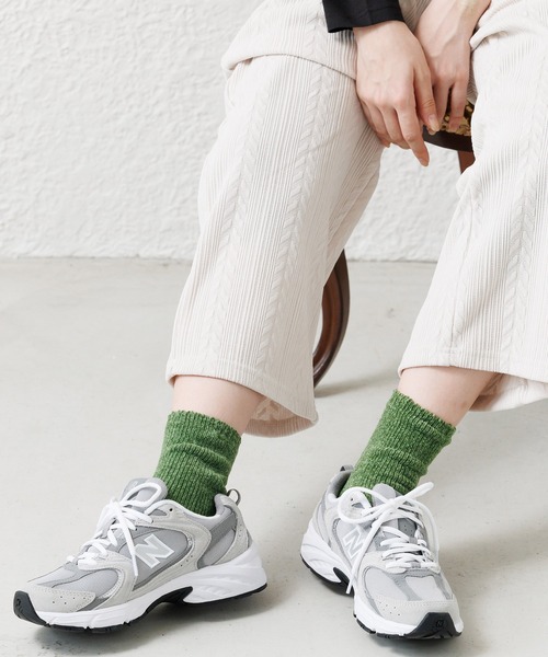 mili an deni（ミリアンデニ）の「もこもこクルー丈ソックス（ソックス/靴下・レディース・ピンク/アイボリー/チャコールグレー/イエロー/ブラウン/グリーン・F）」の10枚目の写真