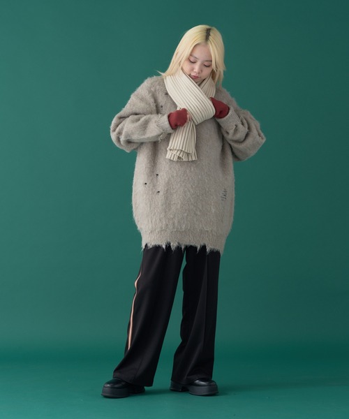 WHIMSIC（ウィムジック）の「【UNISEX】リブニットマフラー（マフラー・メンズ・アイボリー/ブルー/チャコールグレー・FREE）」の16枚目の写真