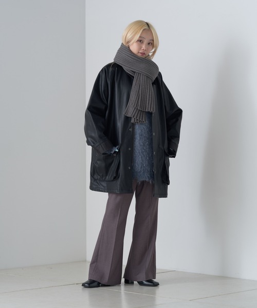 WHIMSIC（ウィムジック）の「【UNISEX】リブニットマフラー（マフラー・メンズ・アイボリー/ブルー/チャコールグレー・FREE）」の7枚目の写真