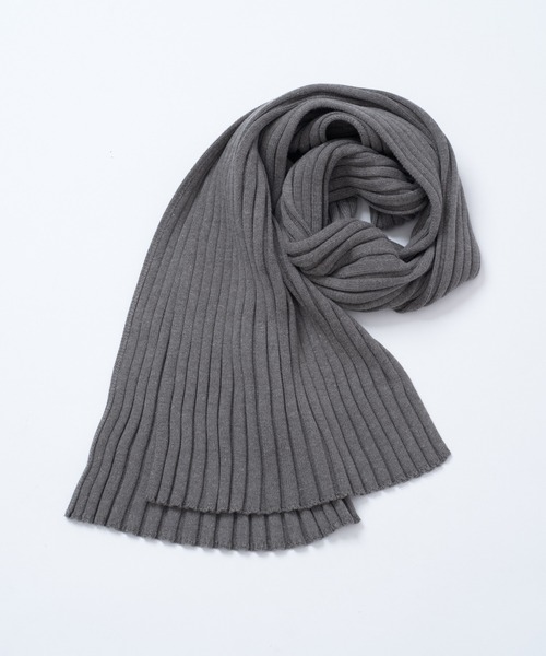 WHIMSIC（ウィムジック）の「【UNISEX】リブニットマフラー（マフラー・メンズ・アイボリー/ブルー/チャコールグレー・FREE）」の5枚目の写真