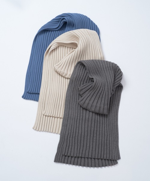 WHIMSIC（ウィムジック）の「【UNISEX】リブニットマフラー（マフラー・メンズ・アイボリー/ブルー/チャコールグレー・FREE）」の13枚目の写真