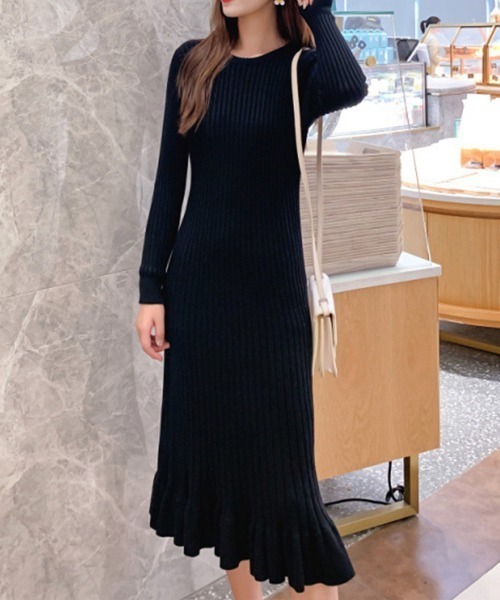 Miniministore(ミニミニストア)の「ニットワンピース マーメイドフリルワンピ(ワンピース・レディース・ラベンダー/ブラック/ピンク/アイボリー/ライトブルー・フリー)」の20枚目の写真