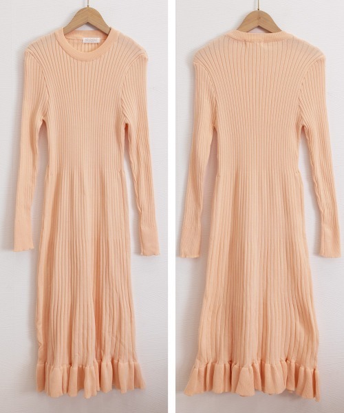 Miniministore(ミニミニストア)の「ニットワンピース マーメイドフリルワンピ(ワンピース・レディース・ラベンダー/ブラック/ピンク/アイボリー/ライトブルー・フリー)」の8枚目の写真