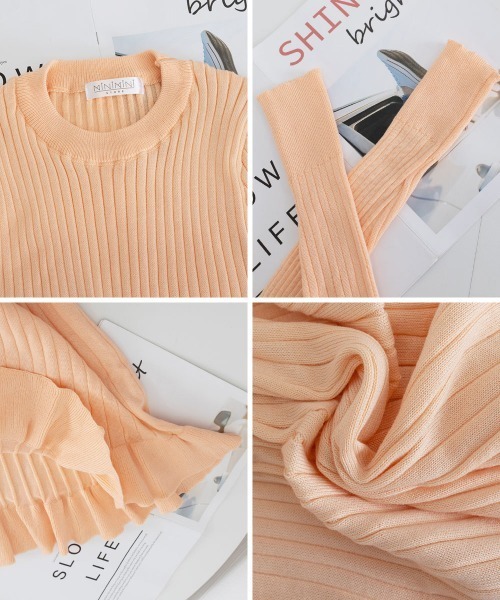 Miniministore(ミニミニストア)の「ニットワンピース マーメイドフリルワンピ(ワンピース・レディース・ラベンダー/ブラック/ピンク/アイボリー/ライトブルー・フリー)」の7枚目の写真