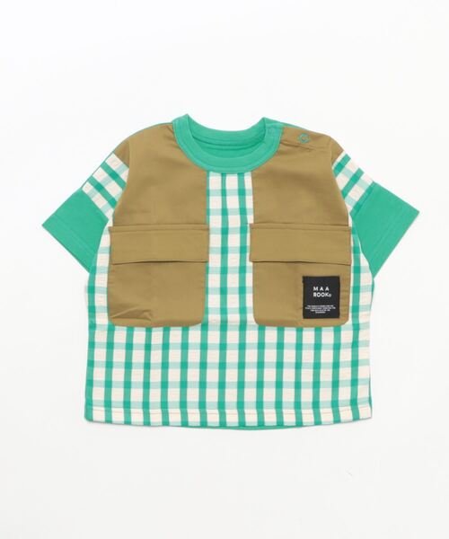 maarook(マルーク)の「サッカーギンガムポケットTシャツ(Tシャツ/カットソー・キッズ・ブラック/グリーン・100cm/110cm/120cm/130cm/90cm)」の7枚目の写真