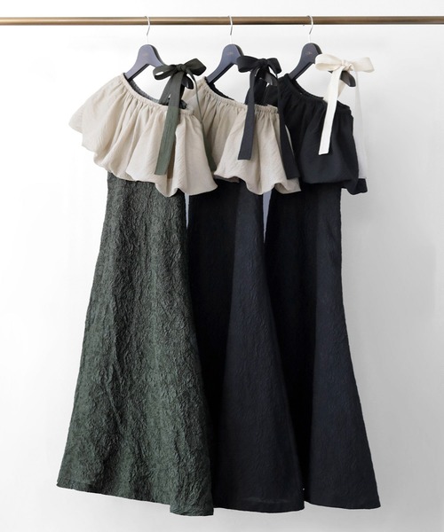 girl（ガール）の「マルチway バルーン オフショルダー ジャガード マーメイド ロング 結婚式 ワンピース パーティードレス オケージョンドレス お呼ばれ 二次会 成人式 同窓会 謝恩会（ドレス・レディース・ブラック系/ブラック/カーキ系・2L/L/S/M）」の5枚目の写真