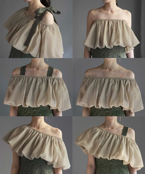 girl（ガール）の「マルチway バルーン オフショルダー ジャガード マーメイド ロング 結婚式 ワンピース パーティードレス オケージョンドレス お呼ばれ 二次会 成人式 同窓会 謝恩会（ドレス・レディース・ブラック系/ブラック/カーキ系・2L/L/S/M）」の6枚目の写真