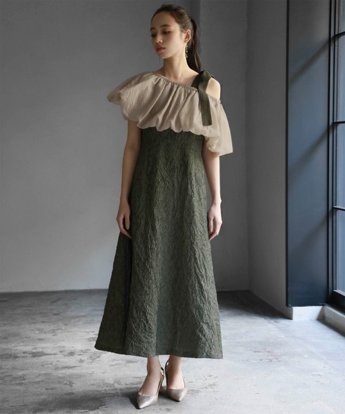 girl（ガール）の「マルチway バルーン オフショルダー ジャガード マーメイド ロング 結婚式 ワンピース パーティードレス オケージョンドレス お呼ばれ 二次会 成人式 同窓会 謝恩会（ドレス・レディース・ブラック系/ブラック/カーキ系・2L/L/S/M）」の7枚目の写真