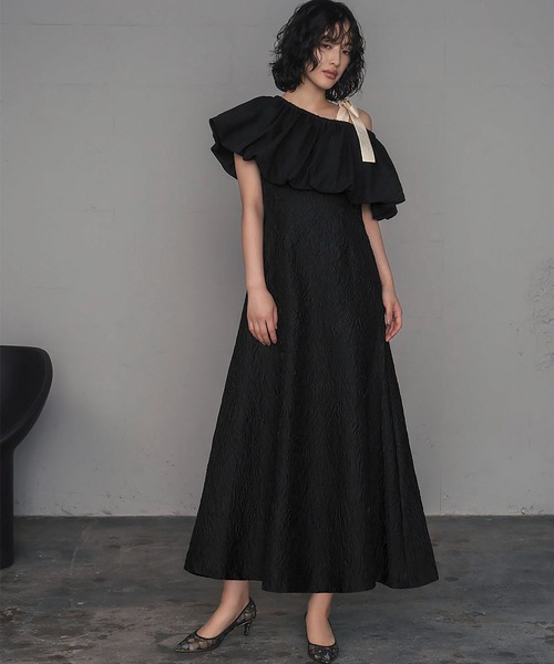 すかんち。 　GIRLバルーンオフショルダージャガードマーメイドロング マルチway バルーン オフショルダー ジャガード マーメイド ロング