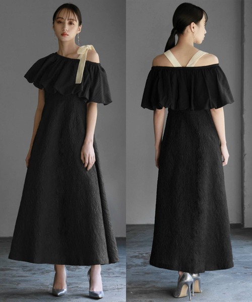 girl（ガール）の「マルチway バルーン オフショルダー ジャガード マーメイド ロング 結婚式 ワンピース パーティードレス オケージョンドレス お呼ばれ 二次会 成人式 同窓会 謝恩会（ドレス・レディース・ブラック系/ブラック/カーキ系・2L/L/S/M）」の15枚目の写真