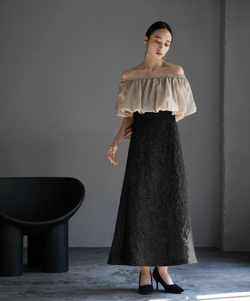 セール】マルチway バルーン オフショルダー ジャガード マーメイド