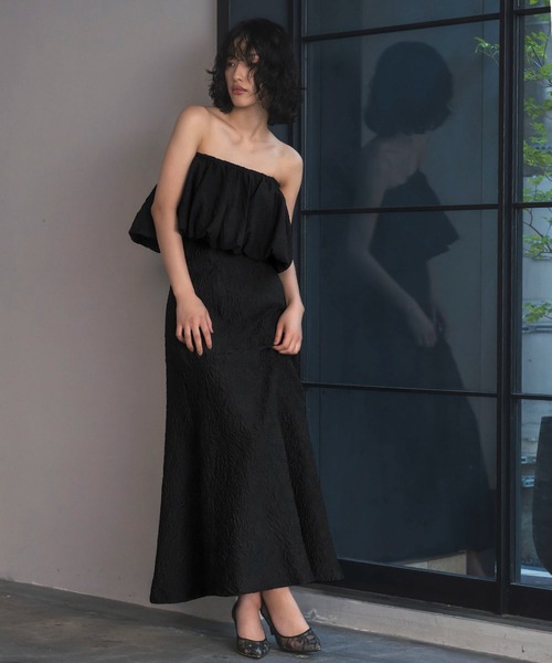 girl（ガール）の「マルチway バルーン オフショルダー ジャガード マーメイド ロング 結婚式 ワンピース パーティードレス オケージョンドレス お呼ばれ 二次会 成人式 同窓会 謝恩会（ドレス・レディース・ブラック系/ブラック/カーキ系・2L/L/S/M）」の21枚目の写真