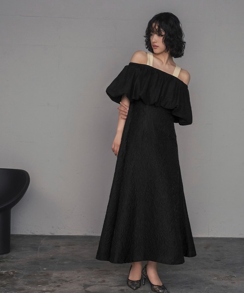 マルチway バルーン オフショルダー ジャガード マーメイド ロング