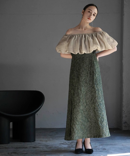 セール】マルチway バルーン オフショルダー ジャガード マーメイド