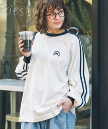 MONO-MART LADY'S | ナンバリングロゴ刺繍 ラグランラインロンT(Tシャツ/カットソー)