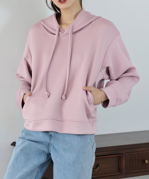 BLUEEAST（ブルーイースト）の「もっちりドルマンパーカー（パーカー・レディース・ブラック/オフホワイト/グレー/ピンク・MEDIUM）」の15枚目の写真