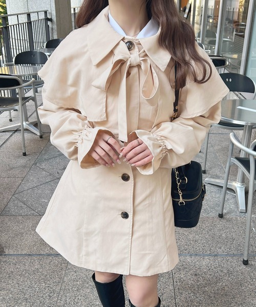 apres jour（アプレジュール）の「マルチウェイボウタイトレンチコート【ZOZOTOWN限定アイテム】（トレンチコート・レディース・ピンクベージュ/グレー/ベージュ・X-LARGE/フリー）」の3枚目の写真