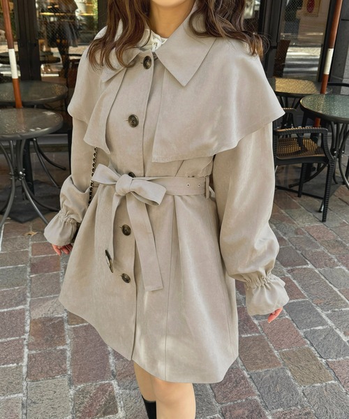 ベージュ トレンチコート ボタン付き セール】マルチウェイボウタイトレンチコート【ZOZOTOWN限定アイテム