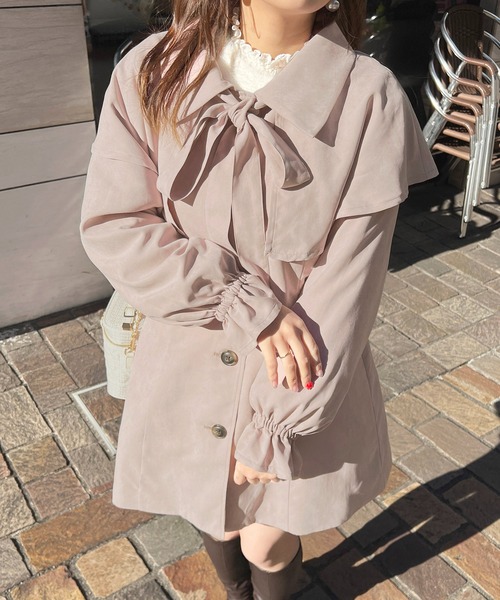 apres jour（アプレジュール）の「マルチウェイボウタイトレンチコート【ZOZOTOWN限定アイテム】（トレンチコート・レディース・ピンクベージュ/グレー/ベージュ・X-LARGE/フリー）」の7枚目の写真