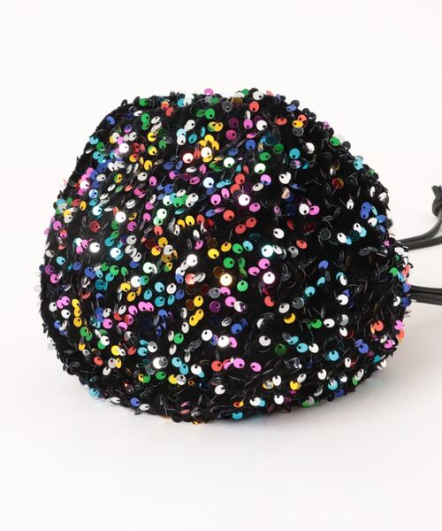 Q（キュー）の「スパンコール巾着バッグ（ハンドバッグ・レディース・ブラック/マルチ/シルバー・ONE SIZE）」の15枚目の写真