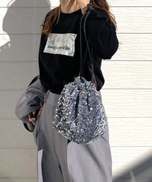 Q | スパンコール巾着バッグ(ハンドバッグ)