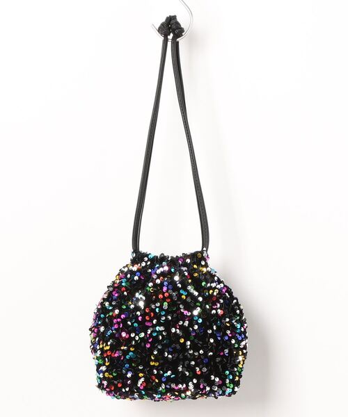 Q（キュー）の「スパンコール巾着バッグ（ハンドバッグ・レディース・ブラック/マルチ/シルバー・ONE SIZE）」の10枚目の写真