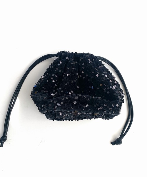 Q（キュー）の「スパンコール巾着バッグ（ハンドバッグ・レディース・ブラック/マルチ/シルバー・ONE SIZE）」の12枚目の写真