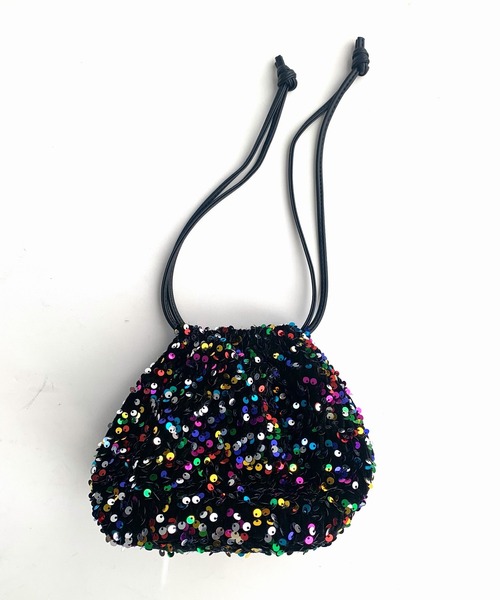 Q（キュー）の「スパンコール巾着バッグ（ハンドバッグ・レディース・ブラック/マルチ/シルバー・ONE SIZE）」の13枚目の写真