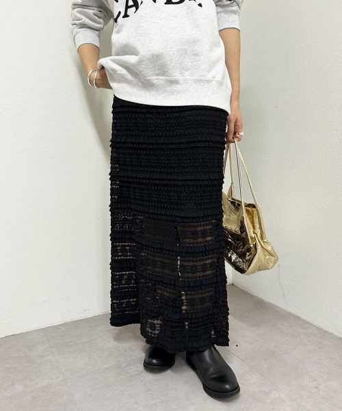 SHENERY（シーナリー）の「ストレッチレースタイトスカート（スカート・レディース・ブラック/ホワイト・38/36）」の12枚目の写真