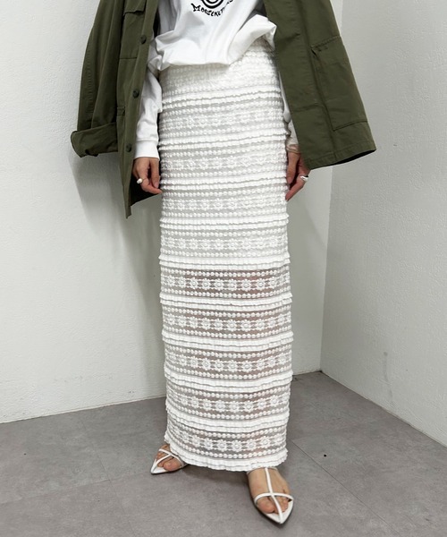 SHENERY（シーナリー）の「ストレッチレースタイトスカート（スカート・レディース・ブラック/ホワイト・38/36）」の20枚目の写真