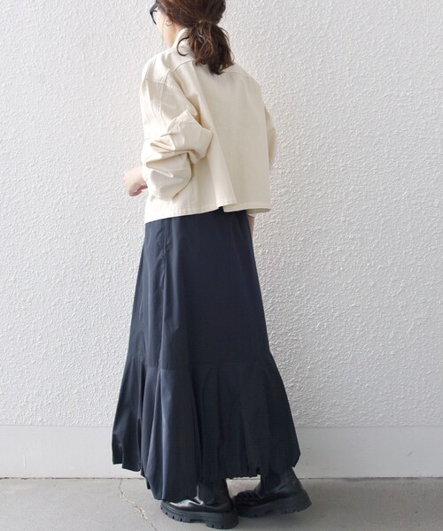 Dickies（ディッキーズ）の「Dickies:〈洗濯機可能〉コットン ツイル スタンドカラー ジャケット（ミリタリージャケット・レディース・ナチュラル/カーキ/ブラック・ONE SIZE）」の8枚目の写真
