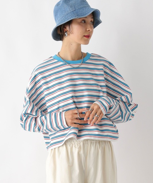 LEPSIM(レプシィム)の「マルチボーダープルオーバー 987201(Tシャツ/カットソー・レディース・ネイビー/ライトブルー/オフホワイト・FREE)」の6枚目の写真