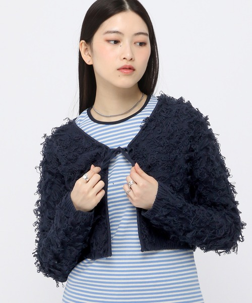 3.3 Field Trip （3.3フィールドトリップ）の「3.3 Field Trip／ループカーディガン  2109146（カーディガン/ボレロ・レディース・ネイビー/アイボリー・FREE）」の2枚目の写真