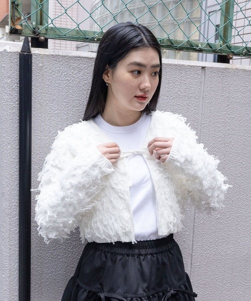 3.3 Field Trip （3.3フィールドトリップ）の「3.3 Field Trip／ループカーディガン  2109146（カーディガン/ボレロ・レディース・ネイビー/アイボリー・FREE）」の5枚目の写真