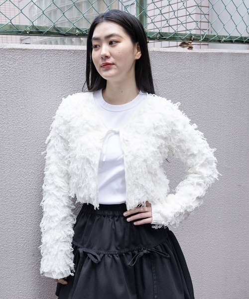 3.3 Field Trip （3.3フィールドトリップ）の「3.3 Field Trip／ループカーディガン  2109146（カーディガン/ボレロ・レディース・ネイビー/アイボリー・FREE）」の6枚目の写真