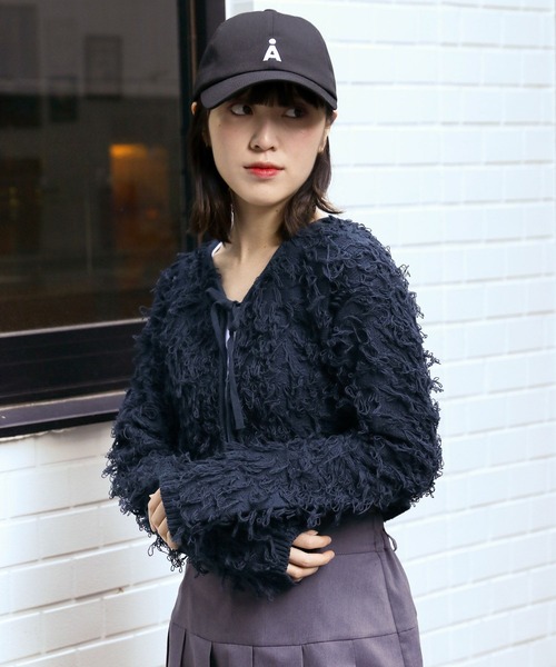 3.3 Field Trip （3.3フィールドトリップ）の「3.3 Field Trip／ループカーディガン  2109146（カーディガン/ボレロ・レディース・ネイビー/アイボリー・FREE）」の11枚目の写真